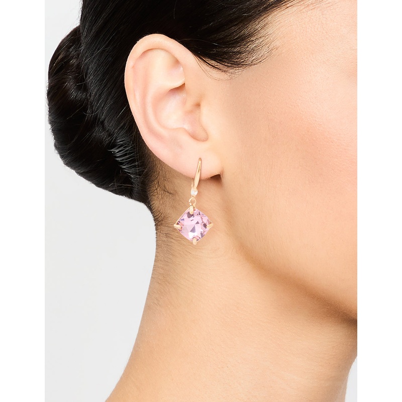 Rose Gold Pink Stone Drop Earrings