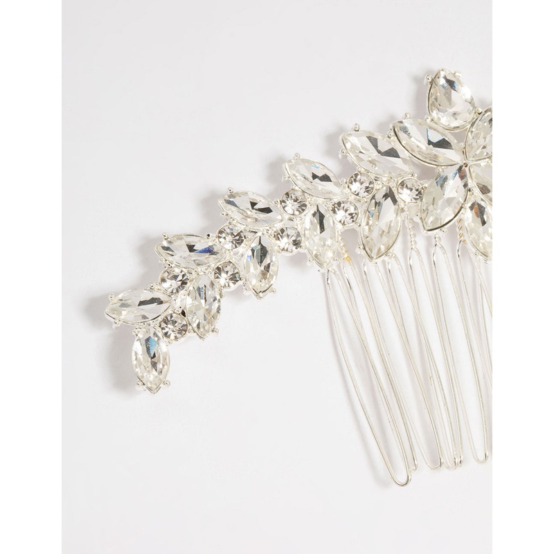 Silver Diamante Large Marquise Hair Comb