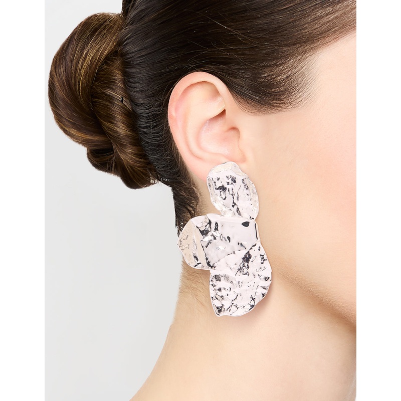 Silver Plated Half Flower Stud Earrings