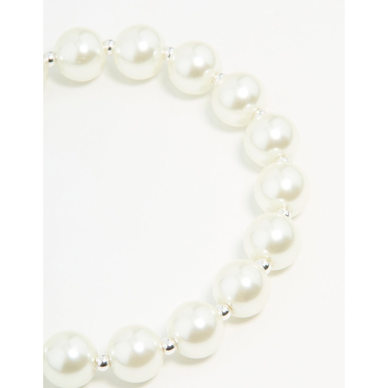 Silver Plated Pearl Chain Bracelet
