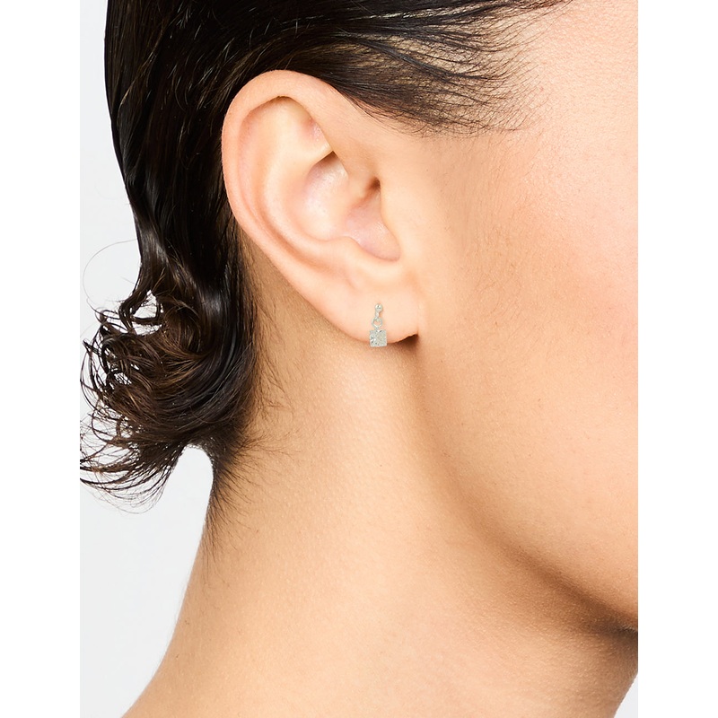 Sterling Silver Cubic Zirconia Princess Cut Drop Earrings