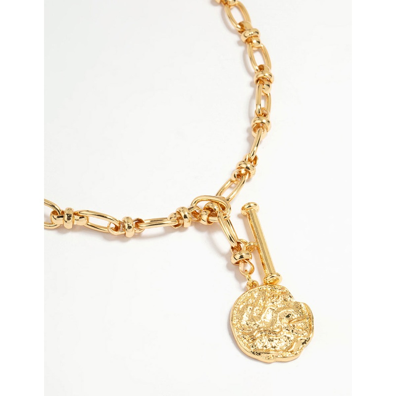 Gold Plated Coin Pendant T&O Necklace