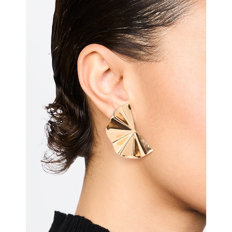 Gold Plated Statement Fan Stud Earrings