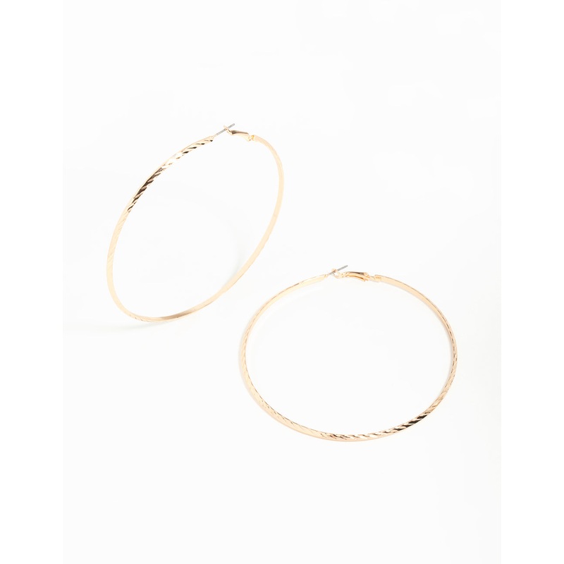 Gold Thin Hoop Large Earrings