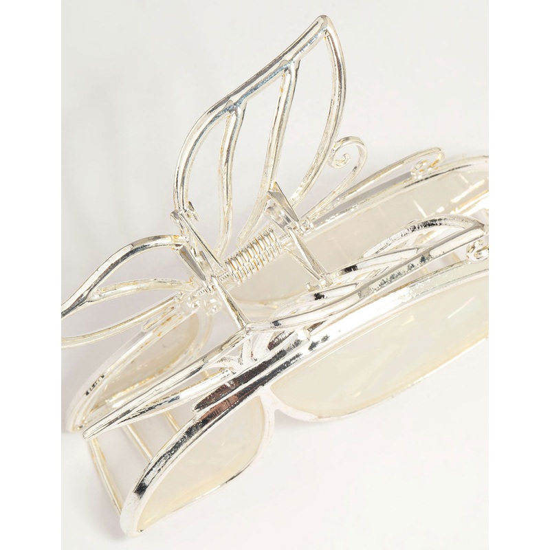 Silver Acrylic Butterfly Claw Clip