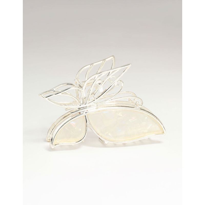 Silver Acrylic Butterfly Claw Clip