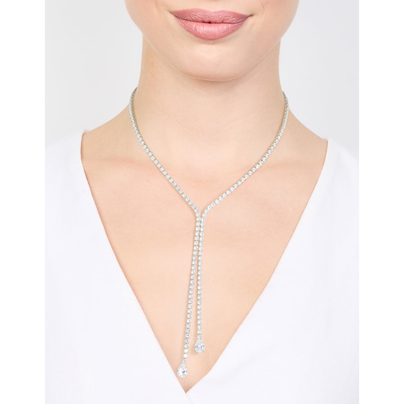 Silver Cubic Zirconia Split Y-Necklace