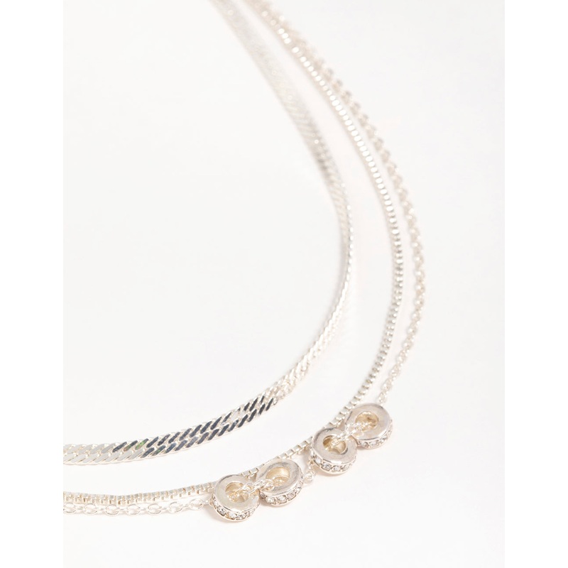Silver Rondell Chain Layered Necklace