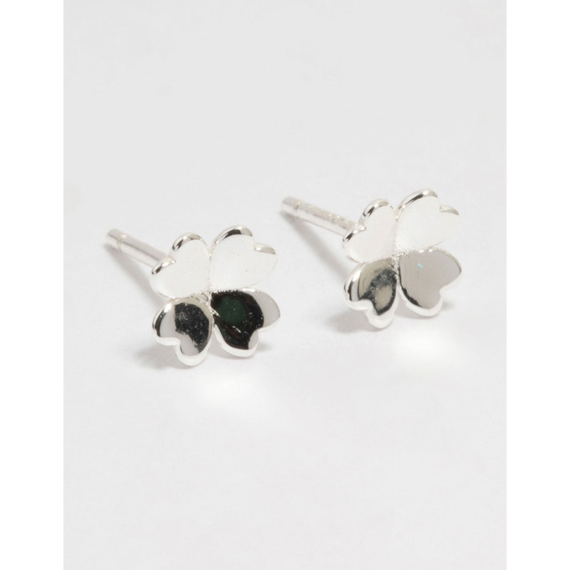 Sterling Silver Clean Clover Stud Earrings