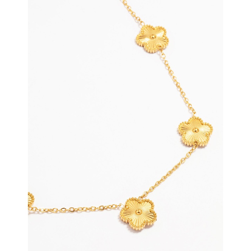 Waterproof Gold Plated Stainless Steel Flower Pendant Necklace