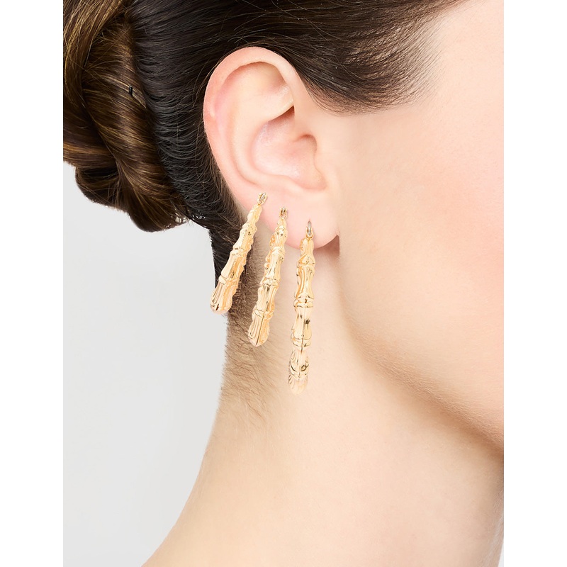 Gold Bamboo Hoop Earrings 3-Pack
