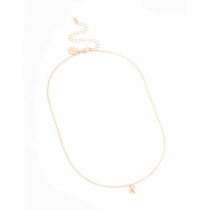 Gold Plated Cubic Zirconia Letter K Necklace