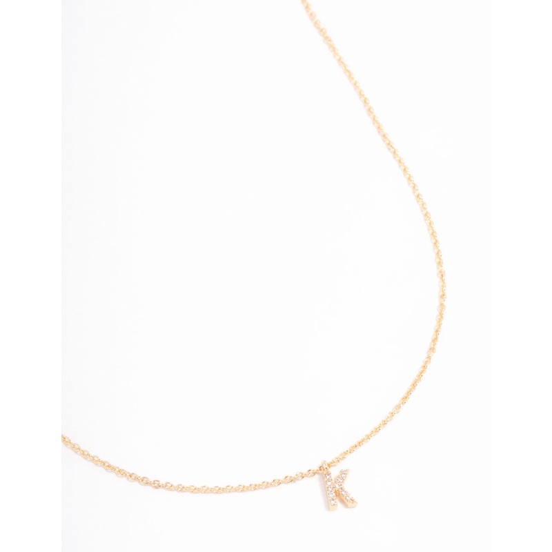 Gold Plated Cubic Zirconia Letter K Necklace