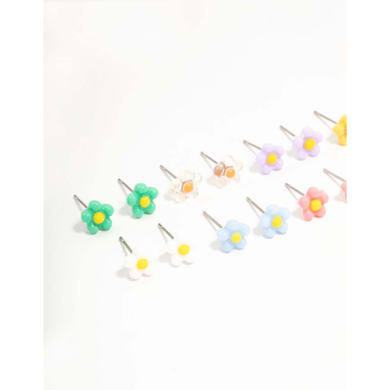Multicoloured Dainty Daisy Earrings 8-Pack