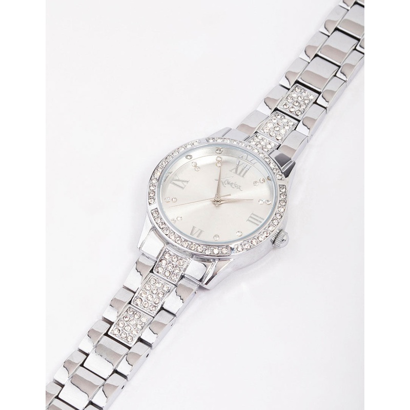 Silver Diamante Detailed Link Watch
