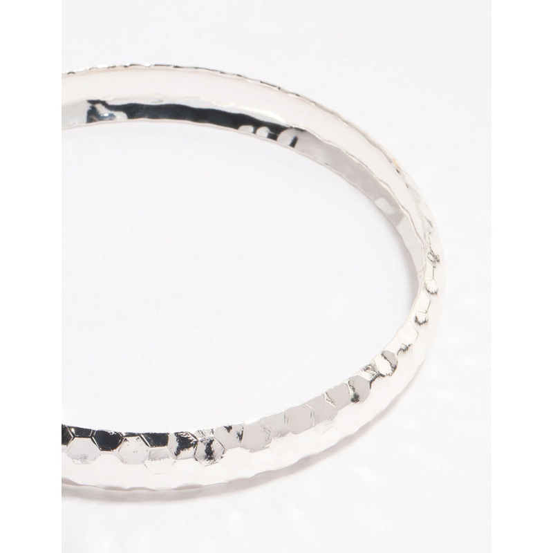 Silver Thin Hammered Bangle