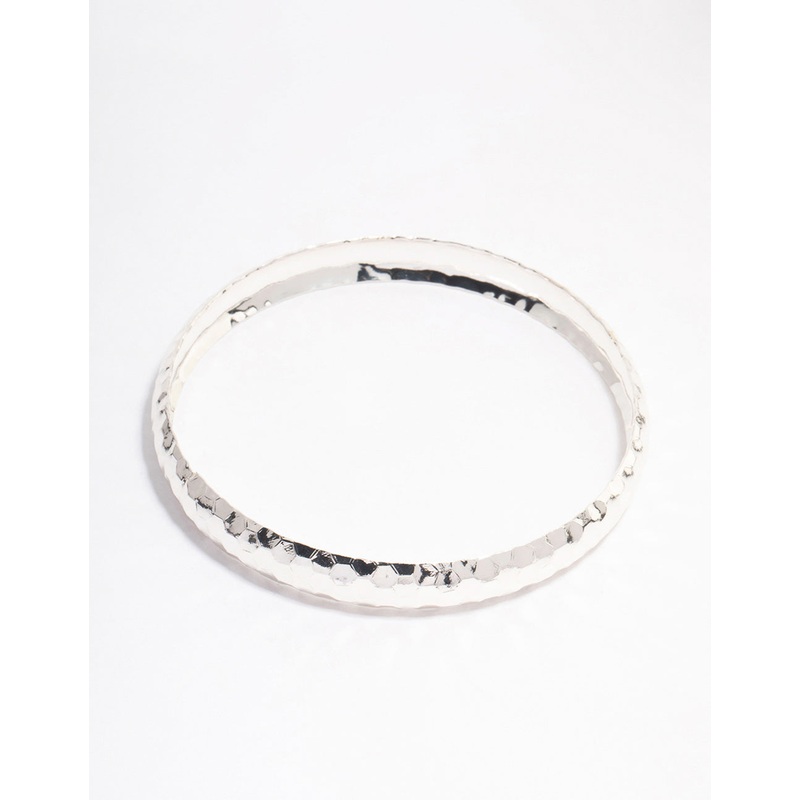 Silver Thin Hammered Bangle