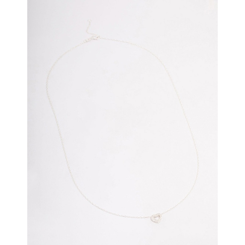 Sterling Silver Cubic Zirconia Heart Pendant Necklace