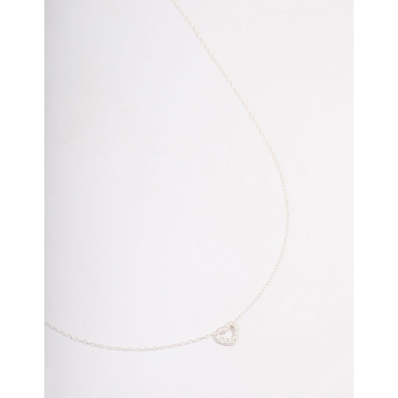Sterling Silver Cubic Zirconia Heart Pendant Necklace
