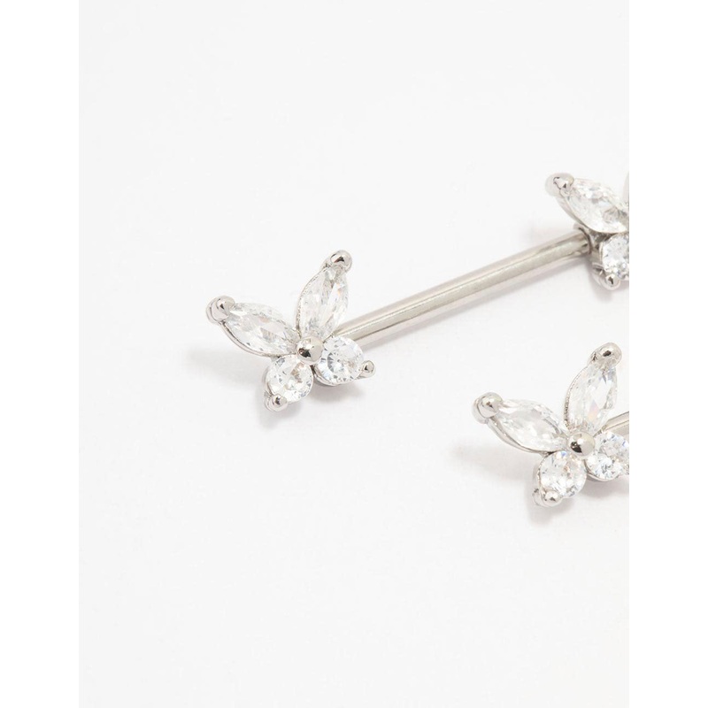 Surgical Steel Butterfly Double Nipple Piercing