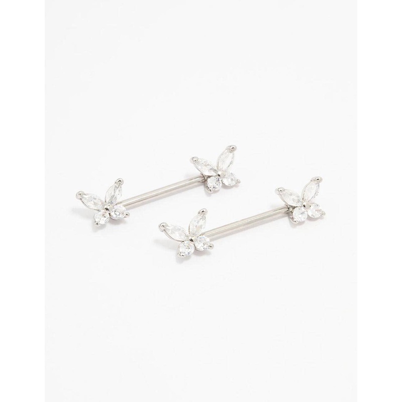 Surgical Steel Butterfly Double Nipple Piercing