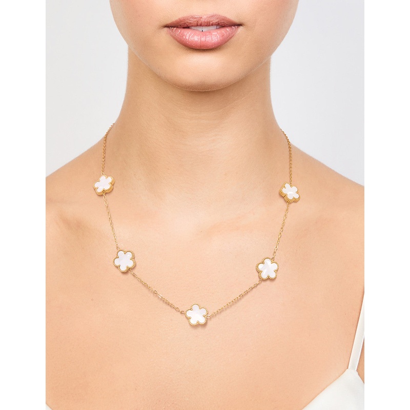 Waterproof Gold Plated Stainless Flower Charm Necklace