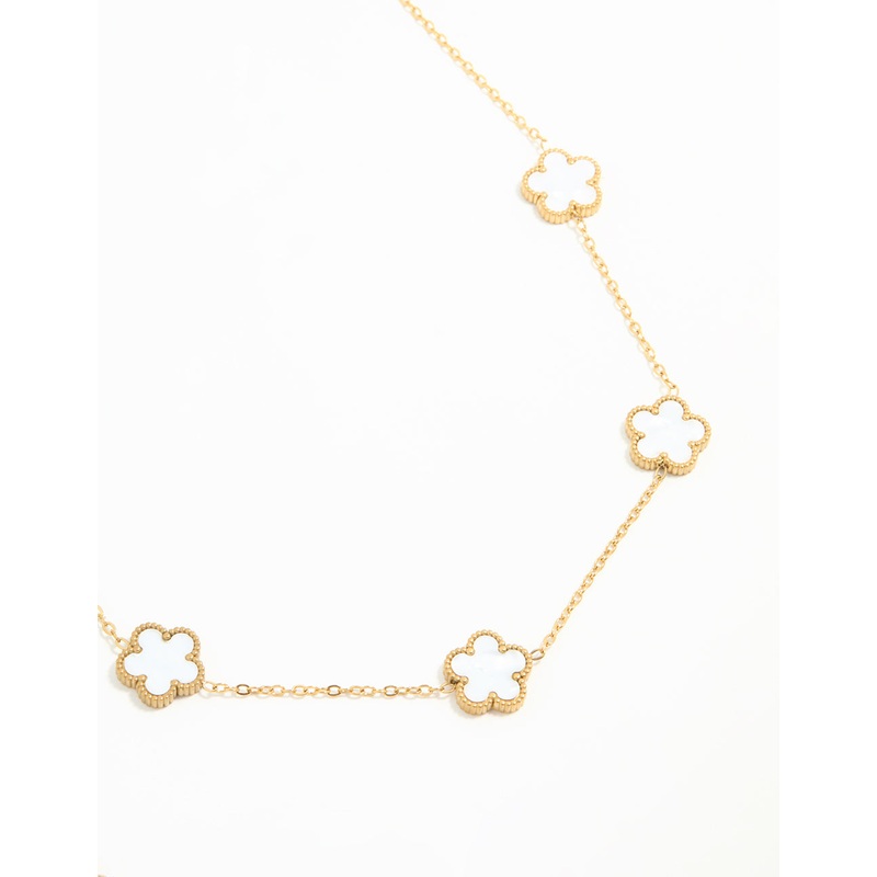 Waterproof Gold Plated Stainless Flower Charm Necklace