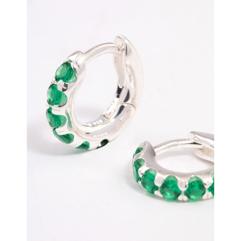 Sterling Silver Cubic Zirconia Basic Huggie Earrings