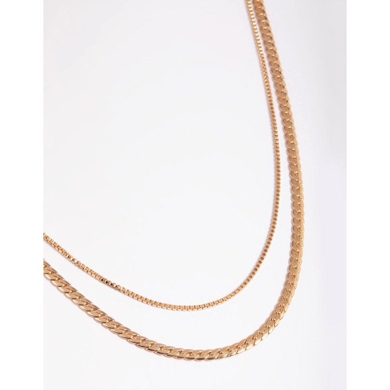 Gold Dainty 2 Row Chain Necklace