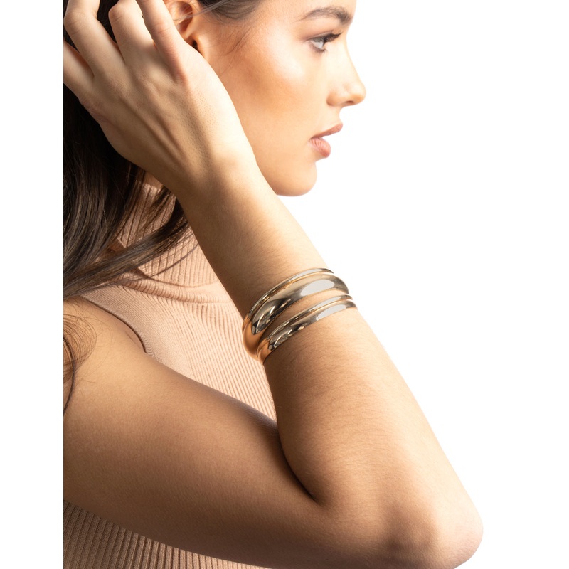 Gold Thick & Thin Bangle Bracelet 4-Pack