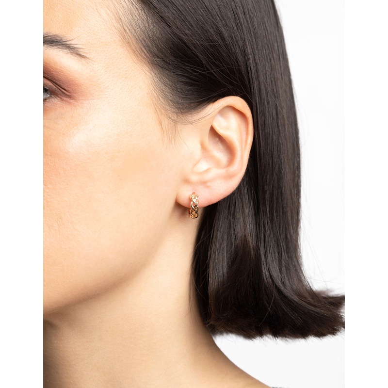 Gold Wave Huggie Hoop Earrings