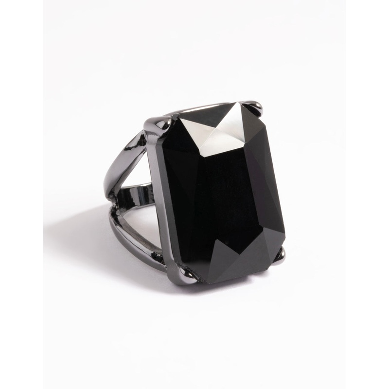 Gunmetal Statement Emerald Cut Ring