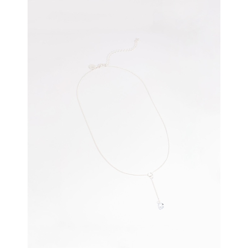 Silver Diamante Lariat Necklace