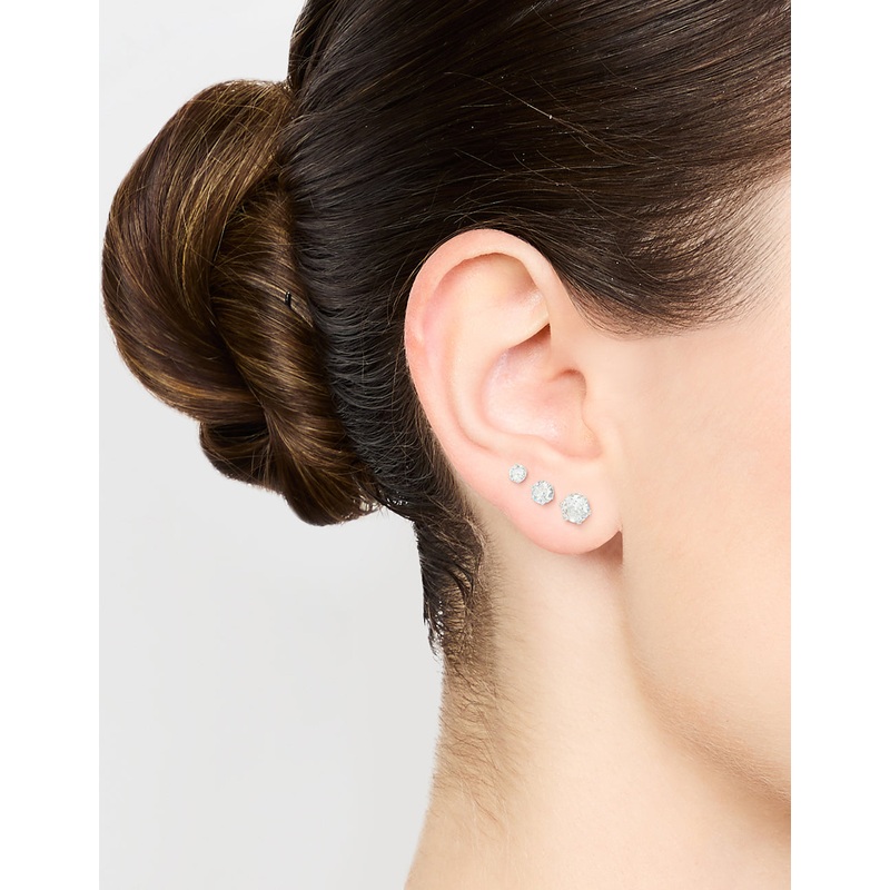 Waterproof Stainless Steel Cubic Zirconia Stud Earrings Pack