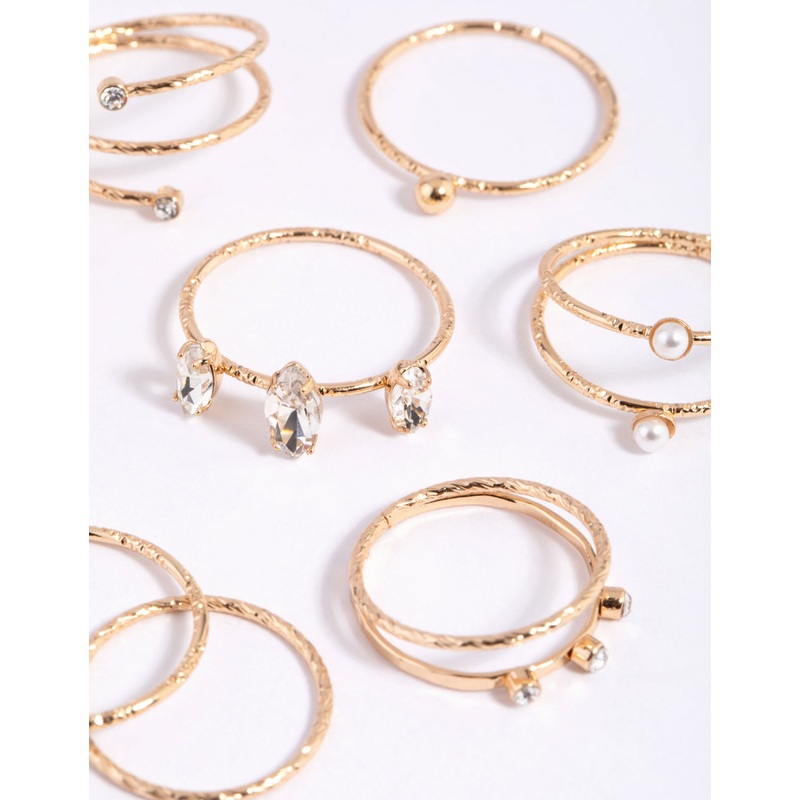 Gold Dainty Oval Ring Stack Pack