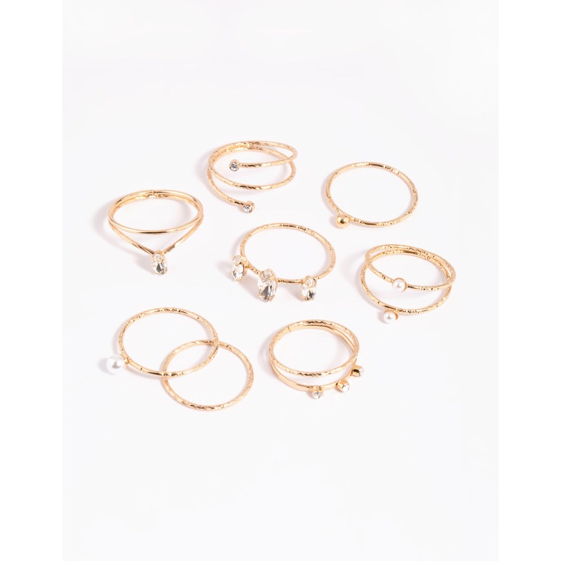 Gold Dainty Oval Ring Stack Pack