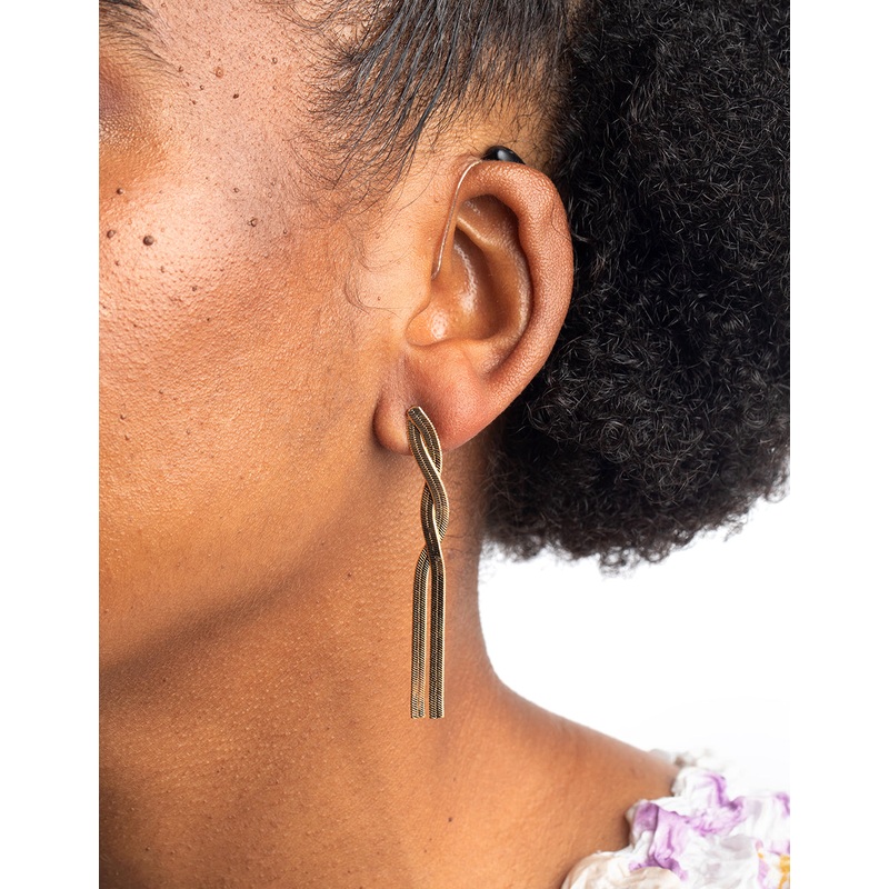 Gold Plated Snake Chain Drop Earrings