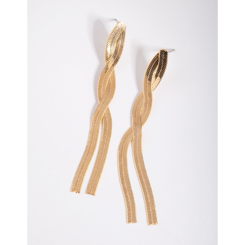 Gold Plated Snake Chain Drop Earrings