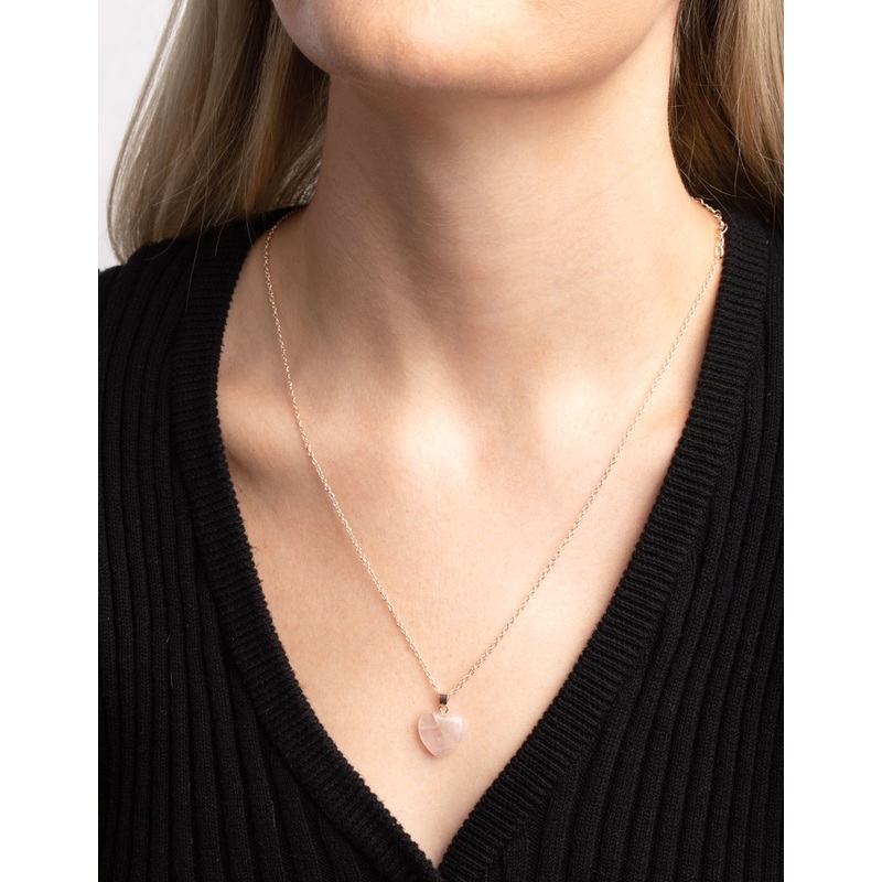 Mixed Metal Semi-Precious Heart Necklace Set