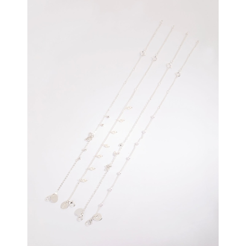 Silver Butterfly Jingle Bracelet & Anklet 4-Pack