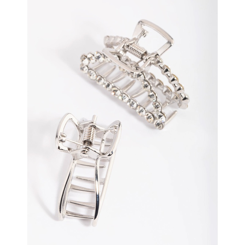 Silver Diamante Claw Set