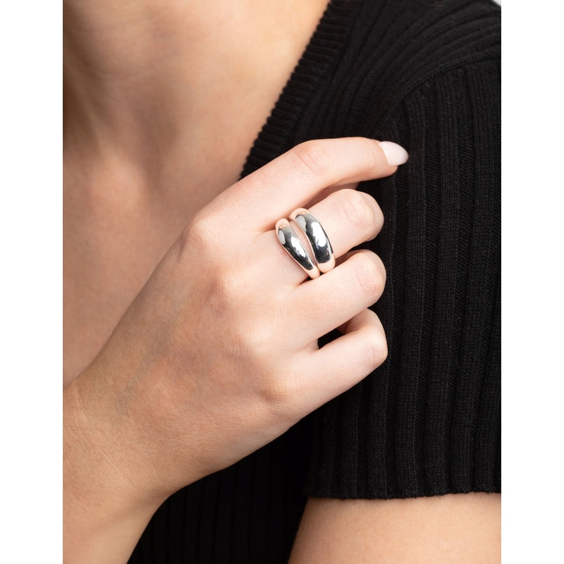 Silver Plated Irregular Ring Set