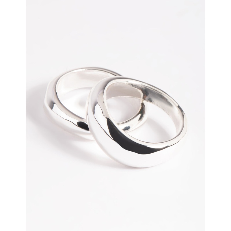 Silver Plated Irregular Ring Set