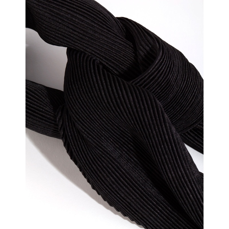 Black Satin Pleated Scarf