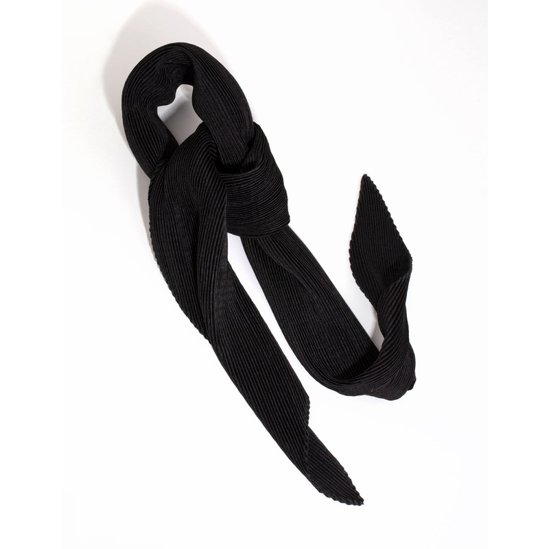 Black Satin Pleated Scarf