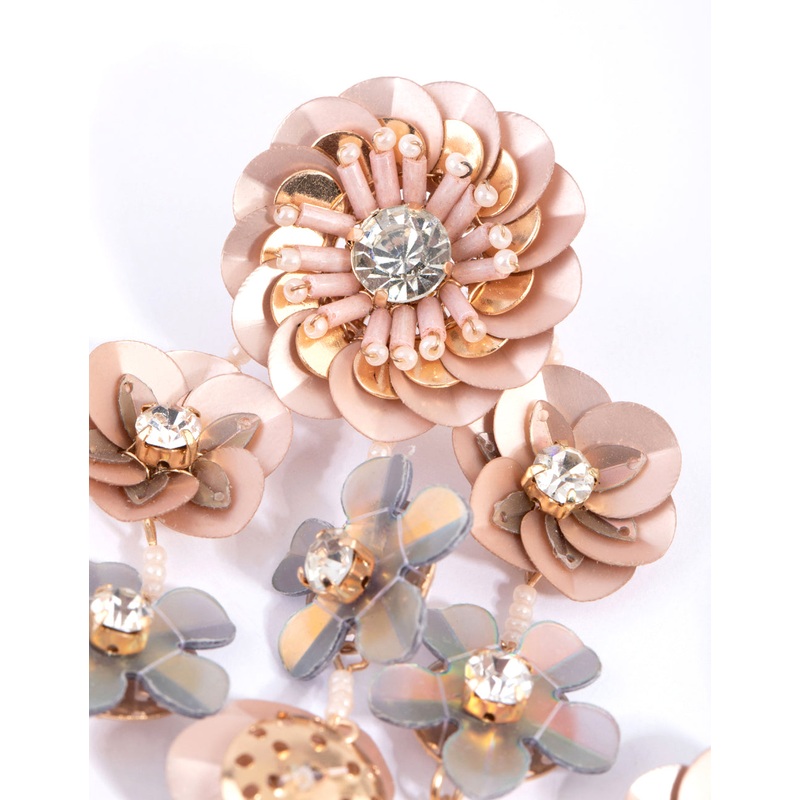 Blush Flower Sequin Drop Earrings