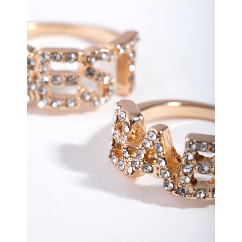 Gold Best Babe Ring Set|SM|ML