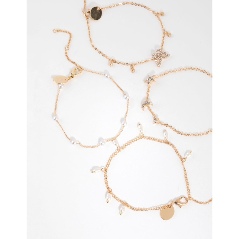 Gold Butterfly Jingle Bracelet & Anklet 4-Pack