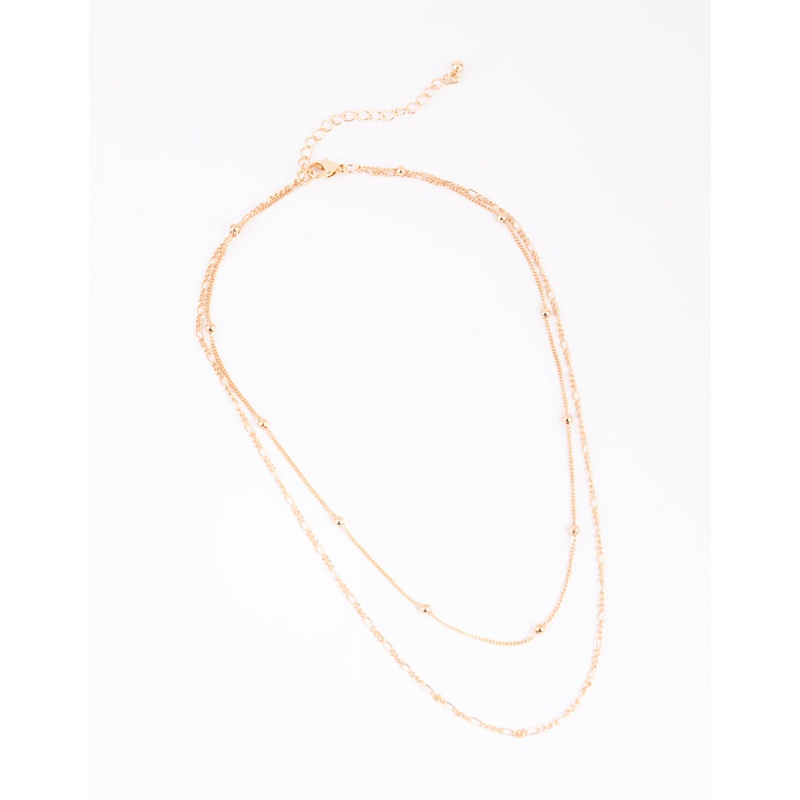 Gold Fine & Figaro Layered Necklace