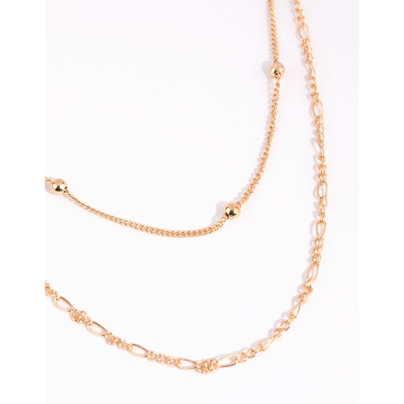 Gold Fine & Figaro Layered Necklace